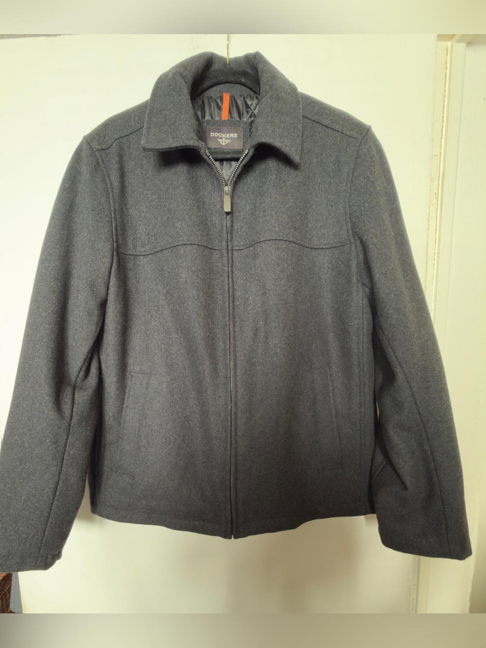 Dockers Men's Dark Gray Wool-Blend Zip Jacket Sz M